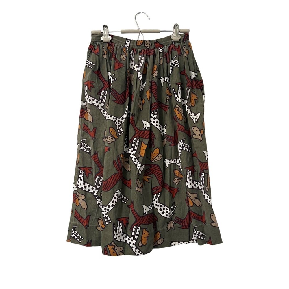 Vintage NR1 Ned Gould Animal Artsy Eclectic Midi Skirt USA Womens Size 12